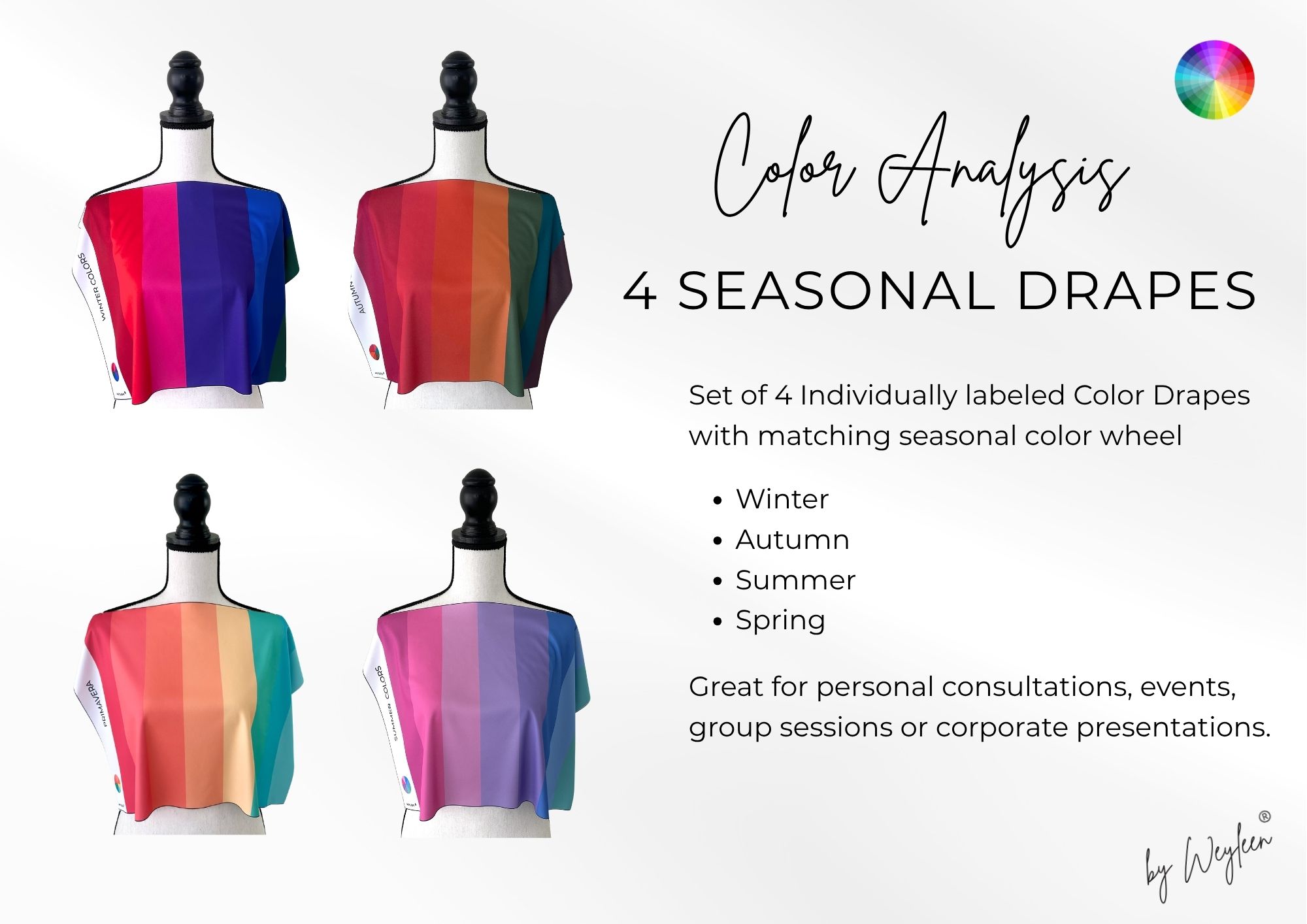 Seasonal Color Analysis Drapes Set (4)